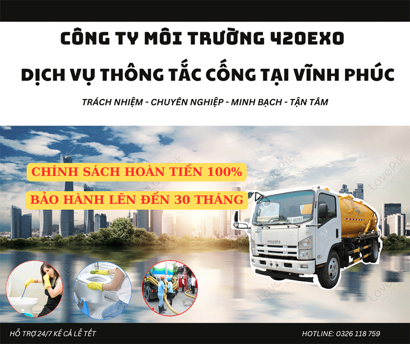 Dịch vụ thông tắc cống tại Vĩnh phúc